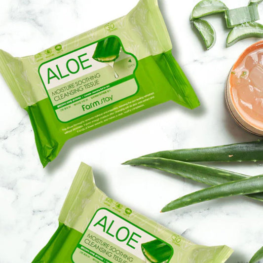 Farmstay Aloe Moisture Soothing Cleansing Tissue (30 Sheets) - Miessential