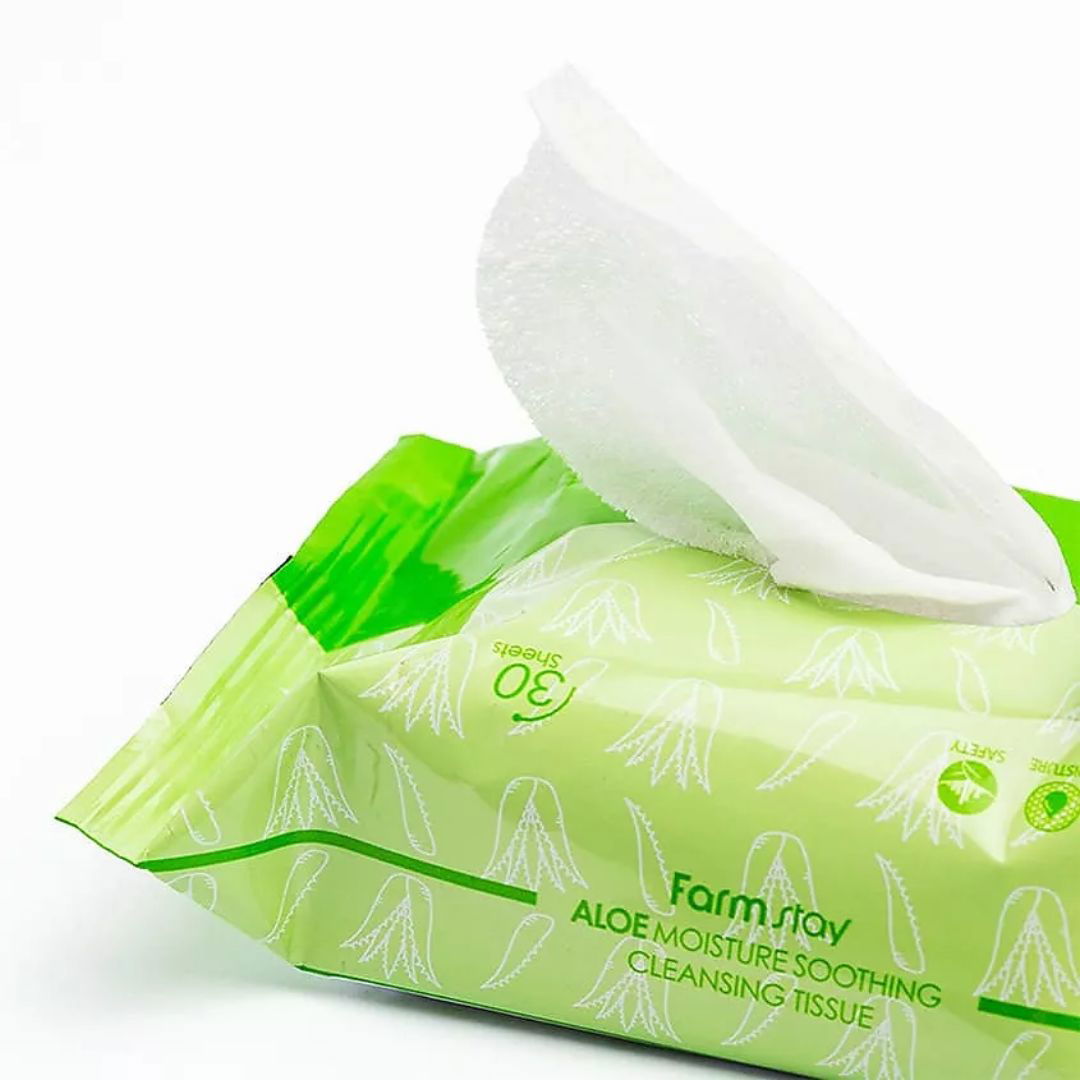 Farmstay Aloe Moisture Soothing Cleansing Tissue (30 Sheets) - Miessential
