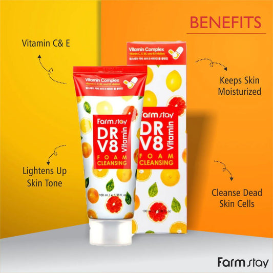 Farmstay Dr. V8 Vitamin Foam Cleansing - Miessential