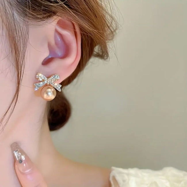 Faux Pearl Stud Light Pink Earrings - Miessential