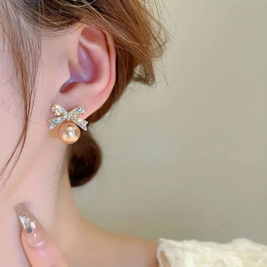 Faux Pearl Stud Light Pink Earrings - Miessential