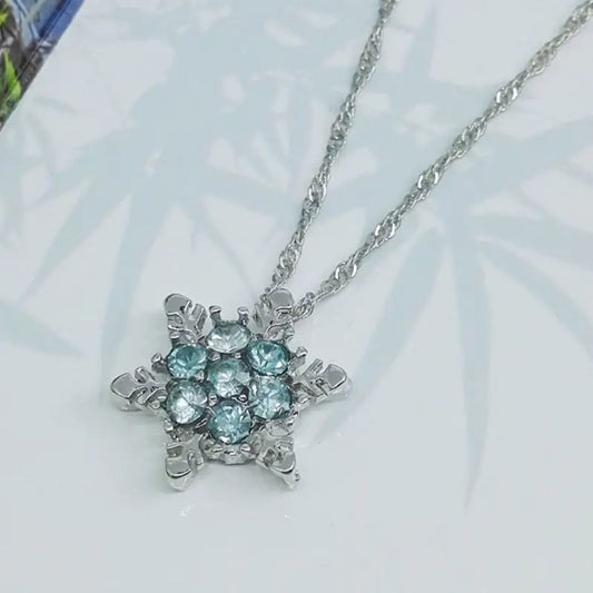 Snowflakes Unique Romantic Blue Crystal Pendant Necklace - Miessential