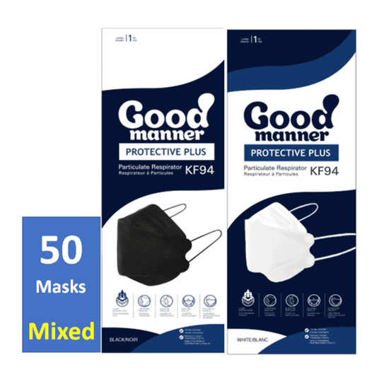 Good Manner KF94 Mask Adult (50 Mix= 25 White/25 Black) - Miessential