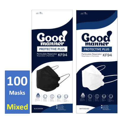 Good Manner KF94 Mask Adult (100 Mix= 30 White/ 70 Black) - Miessential