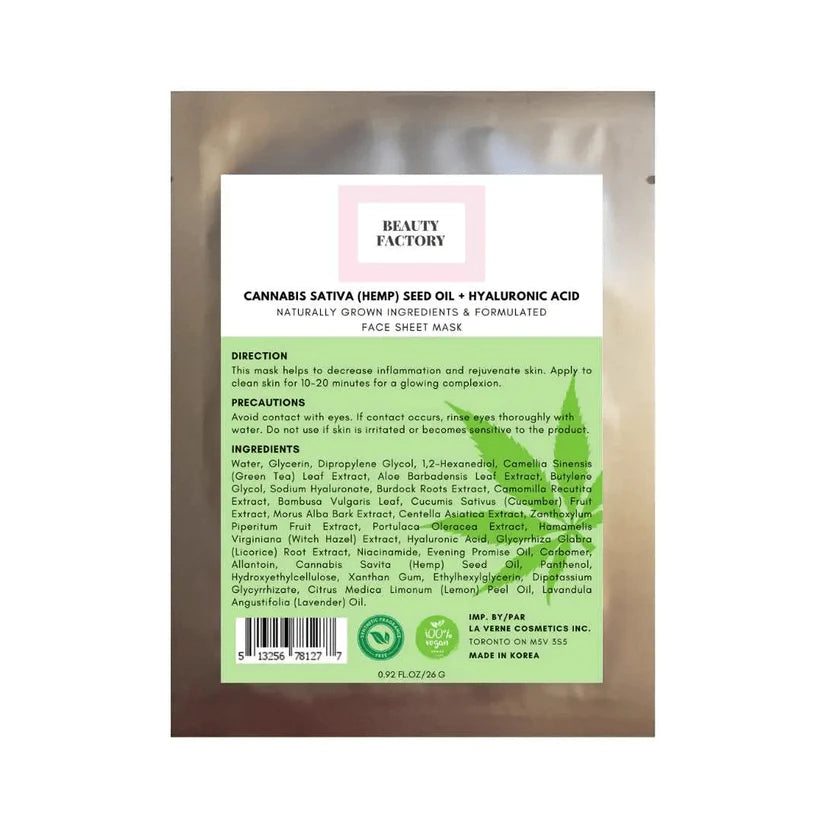 Beauty Factory Cannabis Sativa Seed Oil + Hyaluronic Acid Mask MiessentialStore