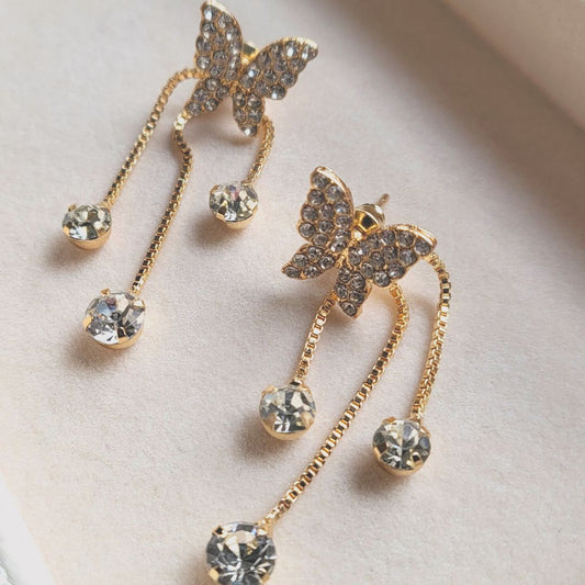 Elegant Style Butterfly Shaped Dangle Stud Earrings