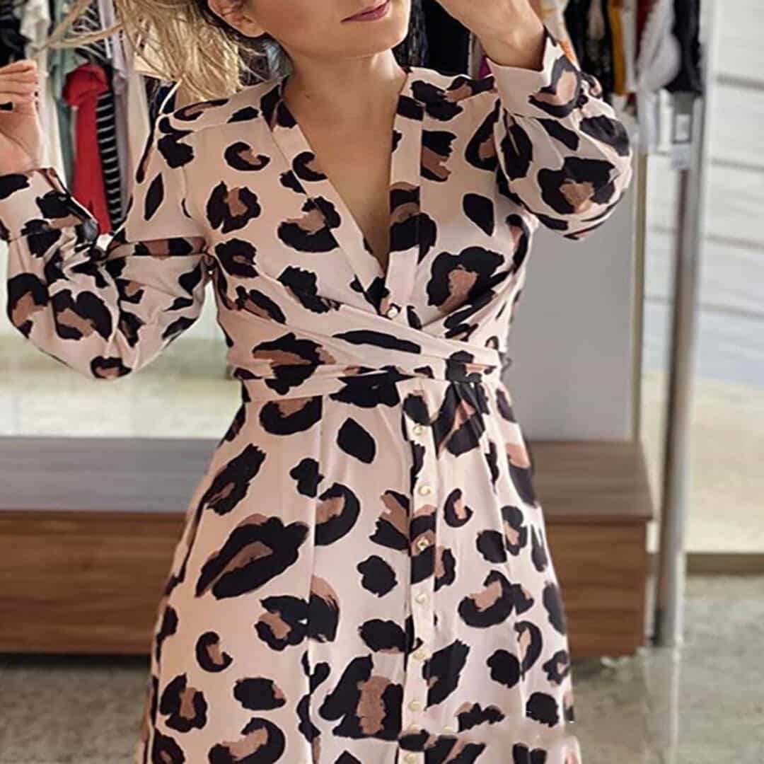 New Leopard Print Long Sleeve Dress MiessentialStore