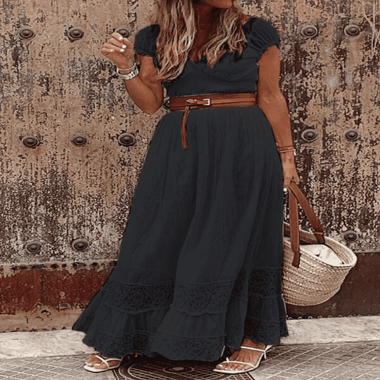 Women's Long Lace Stitching Elegant Dress Long Skirt MiessentialStore