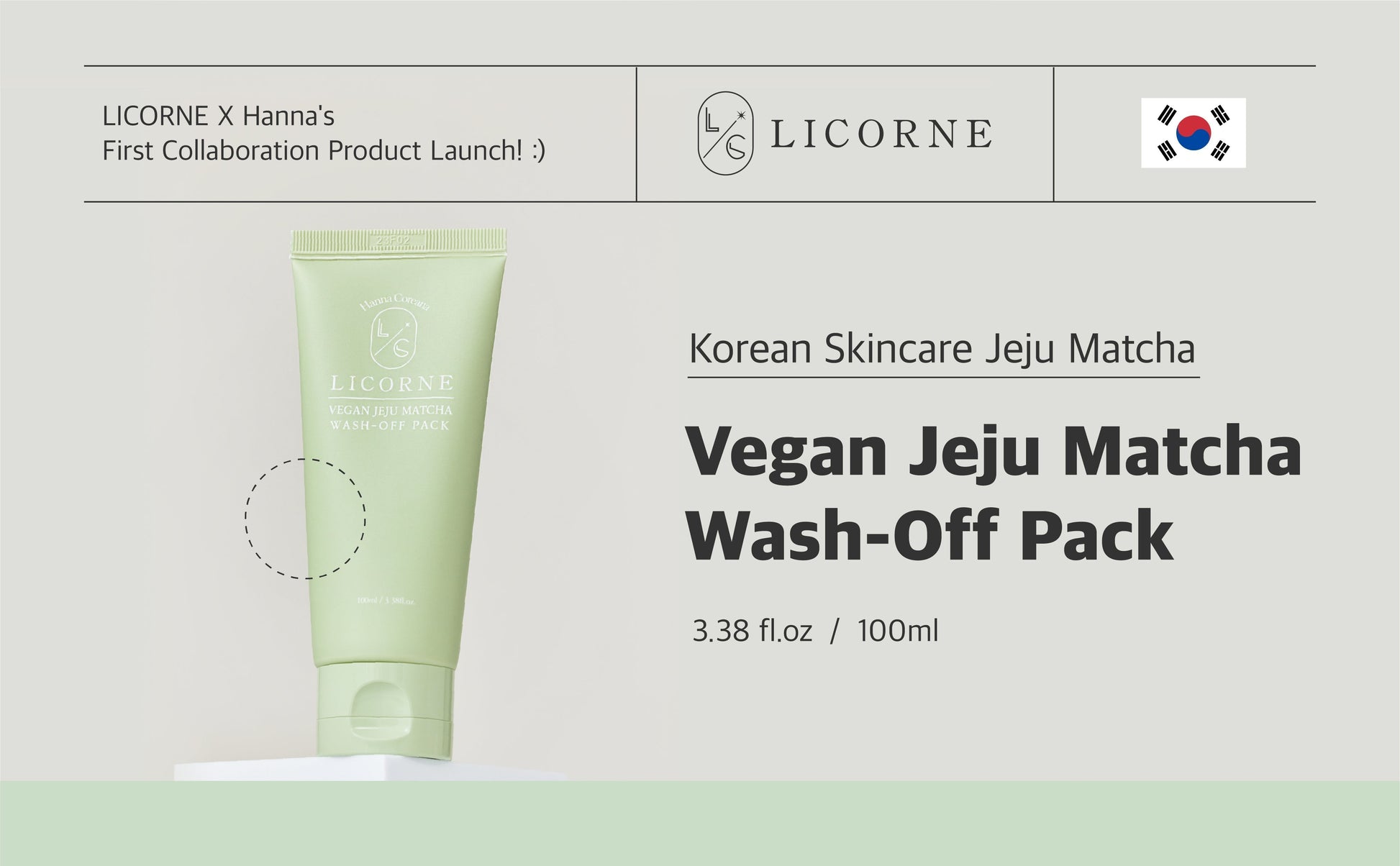 LICORNE Vegan Jeju Matcha wash-off Pack