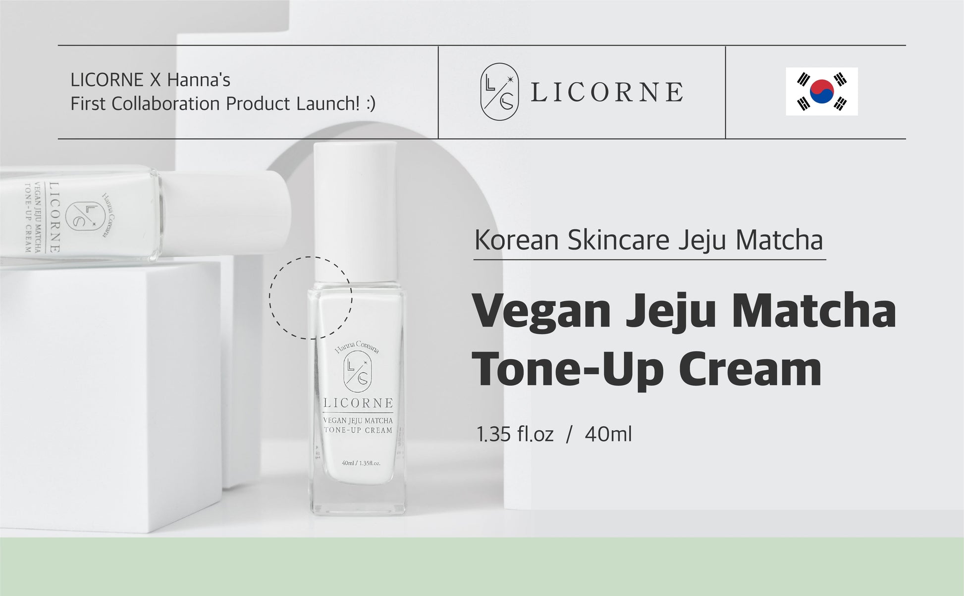 LICORNE Vegan Jeju Matcha (Green Tea) Tone-up Cream LICORNE