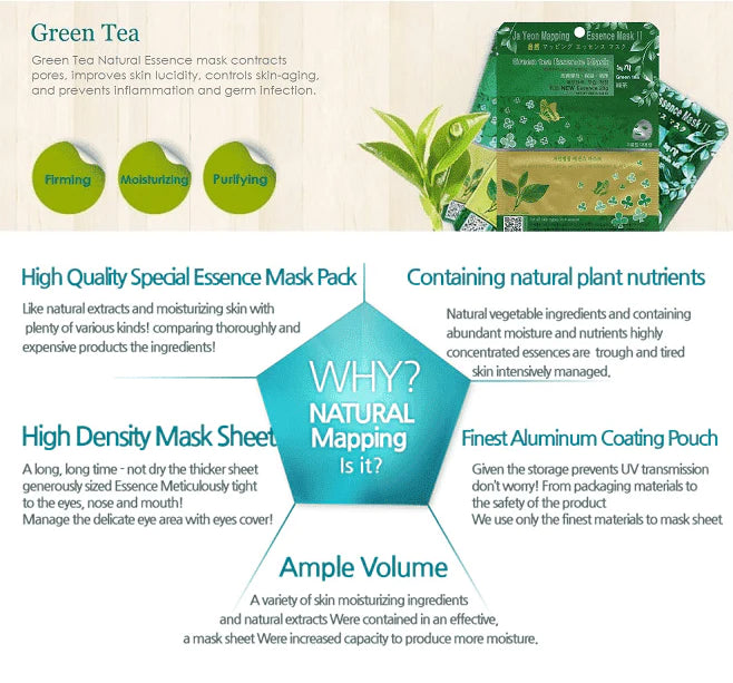 Ja Yeon Mapping Green Tea Purifying Mask(5 PCS) MiessentialStore