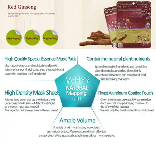 Ja Yeon Mapping Red Ginseng Anti-Inflammatory Mask(5 PCS) MiessentialStore