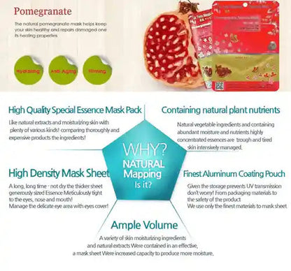 Ja Yeon Mapping Pomegranate Hydrating Mask(5 PCS) MiessentialStore