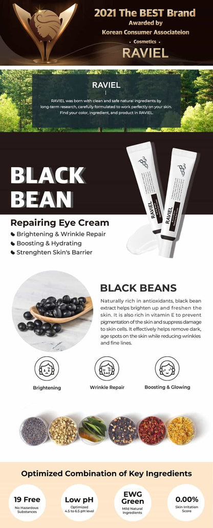 Raviel Black Bean Repairing Eye Cream MiessentialStore