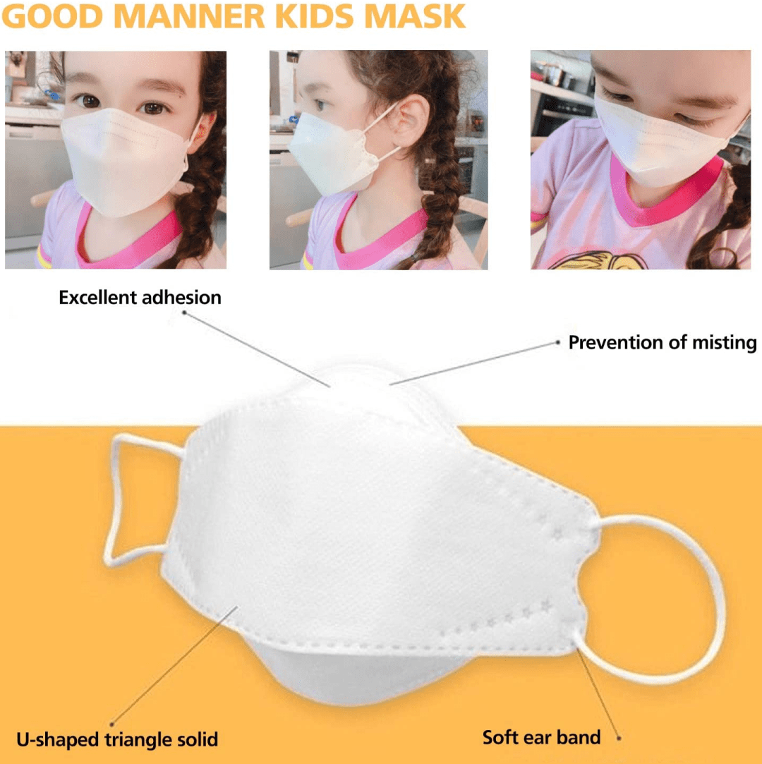 Good Manner KF94 Masks Kids (age 5 to 12) (100 Mix= 70 White/ 30 Black) Good Manner