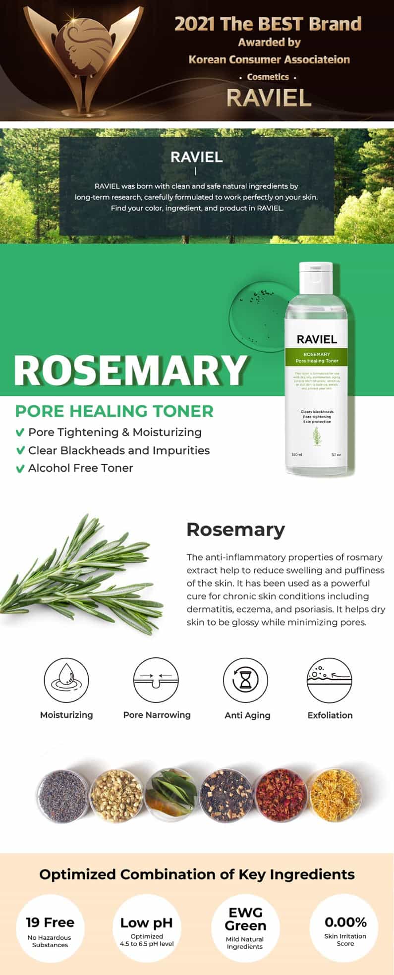 Raviel Rosemary Pore Healing Toner MiessentialStore